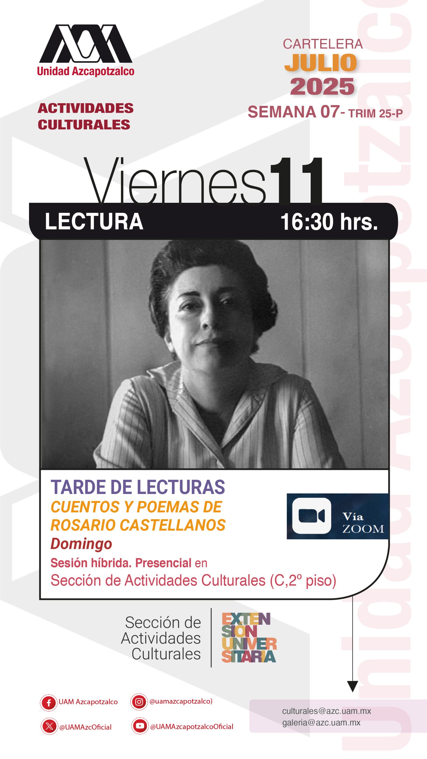 Pide el código de acceso en culturales@azc.uam.mx